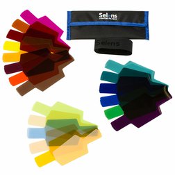Farebné gélové filtre pre systémové blesky Selens SE-CG20, 20 filtrov, uchytenie a obal